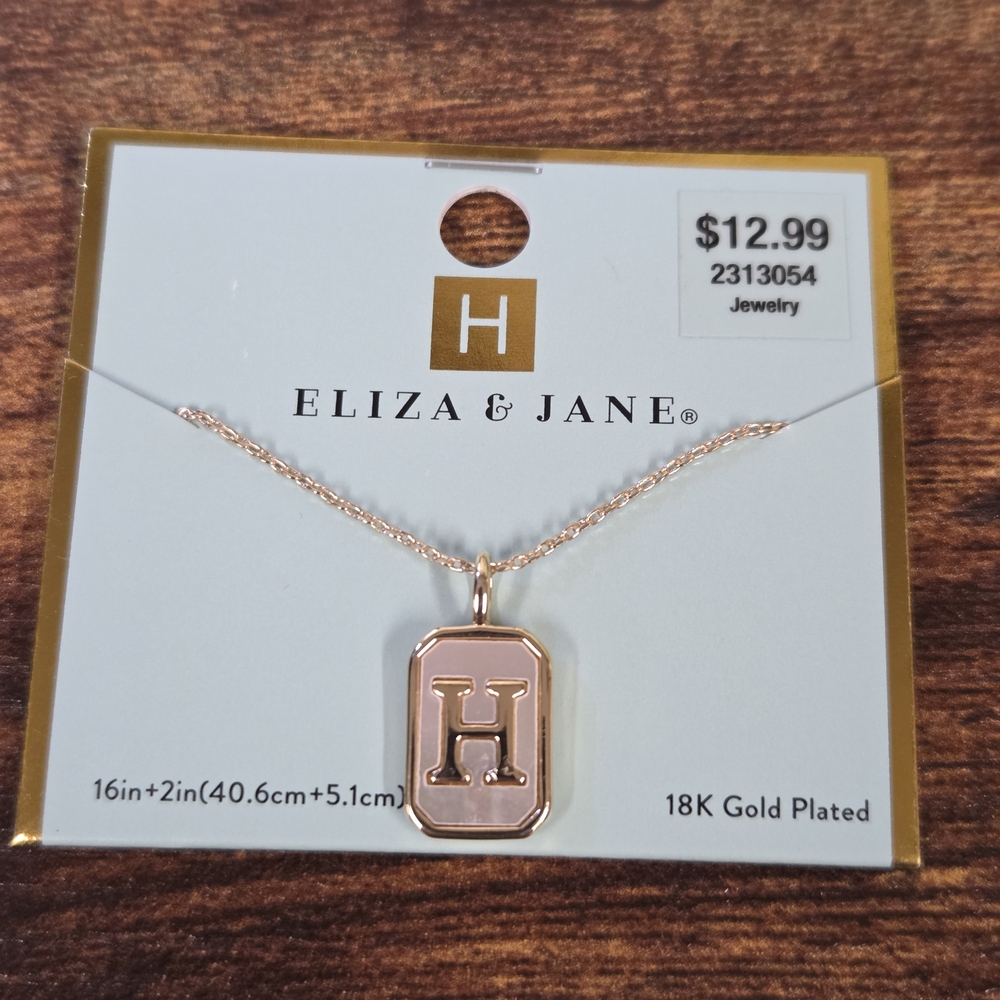 18k Gold Plated Mother of Pearl Monogram Necklace